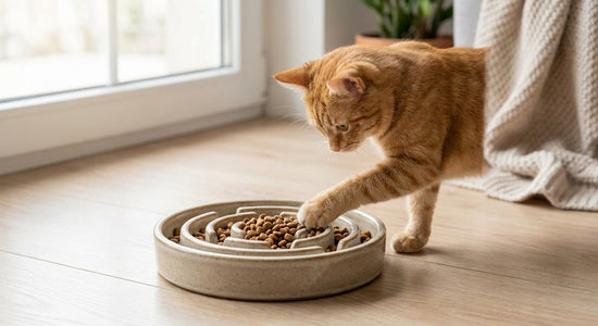 Distributeur de croquettes pour chat qui mange trop vite