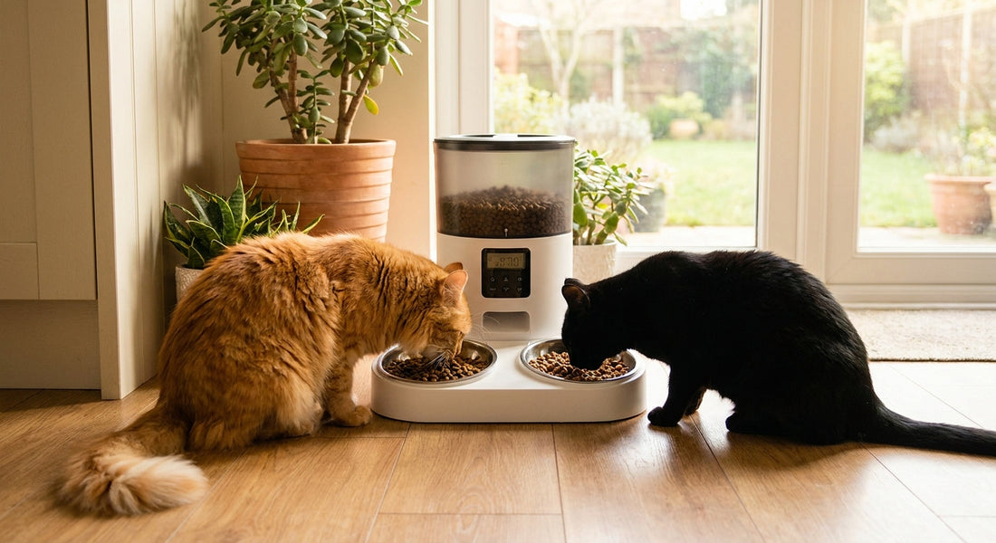 Distributeur de croquettes automatique pour plusieurs chats