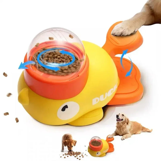 Jouet Interactif Canard pour Chien - Distributeur de Croquettes et Gamelle Anti-Glouton